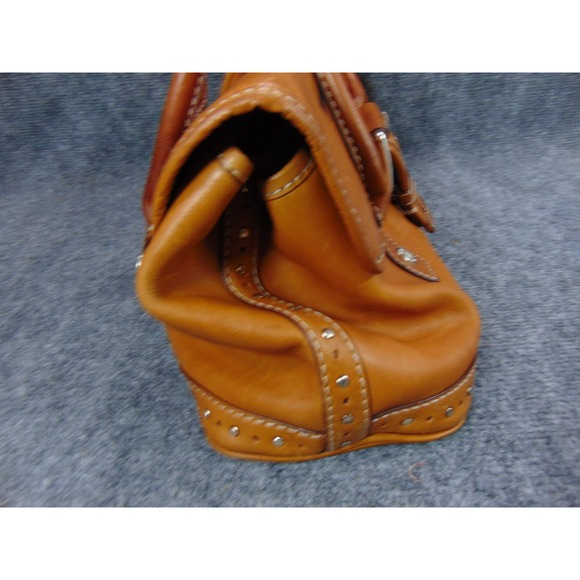 Dooney & Bourke Florentine Satchel Tan Leather Buckle Shoulder Bag FLAWS - Picture 9 of 16